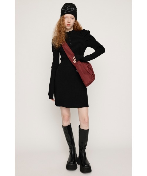 SLY(スライ)の「TUCK SLEEVE FLARE KNIT S/OP タック スリーブ フレア ニット ショートワンピース(ワンピース・レディース・アイボリー/ブラック/杢グレー・1/2)」の11枚目の写真