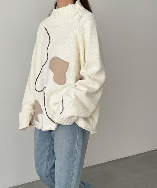 CANAL JEAN(キャナルジーン)の「RCW BLUE LABEL 刺繍ハイネックニット(ニット/セーター・レディース・カーキ/オフホワイト・ONE SIZE)」の4枚目の写真