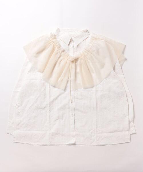 STYLEBLOCK(スタイルブロック)の「チュールマルチウェイカラー付きワッシャータフタブラウス(シャツ/ブラウス・レディース・ホワイト/ライトブルー/ホワイト系その他/ブラック・M)」の8枚目の写真