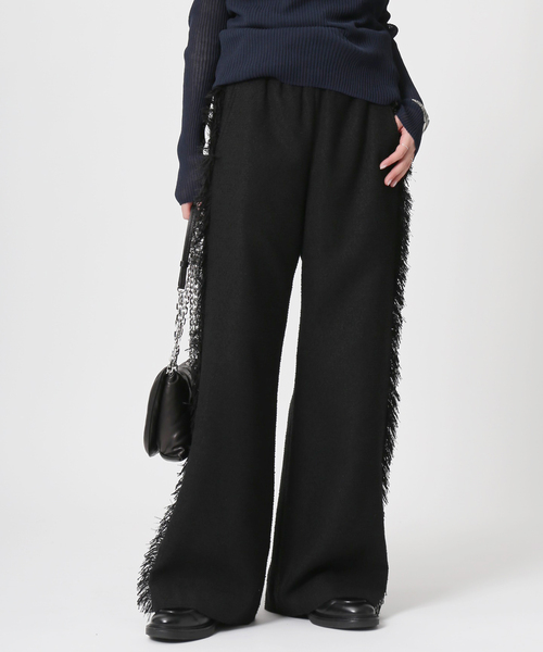 AP STUDIO(エーピーストゥディオ)の「ツイードフリンジパンツ(スラックス・レディース・ブラック/ベージュ・38/36)」の4枚目の写真