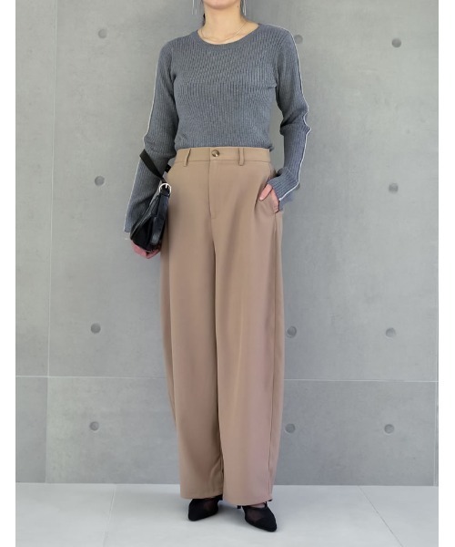 Re:EDIT（リエディ）の「[2024SS COLLECTION]配色ラインクルーネックリブニットトップス（ニット/セーター・レディース・グレー系その他/ホワイト系その他/ブラック系その他・LARGE/MEDIUM）」の14枚目の写真