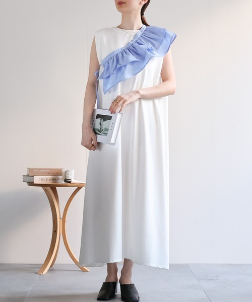 セール】＜美シルエット＞ショルダータックワンピース