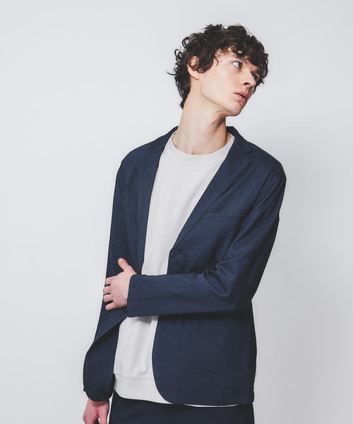 ABAHOUSE GRAY（アバハウスグレイ）の「【セットアップ対応 / ハイパーストレッチ】バーズアイ ジャケット（テーラードジャケット・メンズ・ネイビー/グレイッシュベージュ/ブルー/チャコールグレー・44/46/48/50）」の3枚目の写真