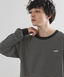 【THE FOX】ピンボーダー/ワンポイントロゴクルーネックルーズロンT