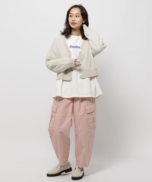 niko and...（ニコアンド）の「チュールドッキングVカーディガン（カーディガン/ボレロ・レディース・オレンジ/アイボリー/ブラック・SHORT/LONG）」の16枚目の写真