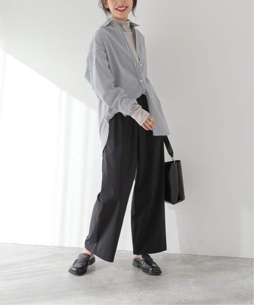 JOURNAL STANDARD ナイロンストレッチワイドパンツ　　黒　ブラック 追加》ナイロンストレッチワイドパンツ（その他パンツ