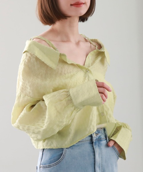 archives(アルシーヴ)の「オフショル3wayショートシャツ(シャツ/ブラウス・レディース・オフホワイト/ブルー/ラベンダー/イエロー・MEDIUM)」の19枚目の写真