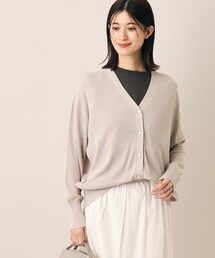 ◆【洗える・UVケア】Vネック袖口リブカーディガン