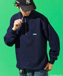 スウェット ハーフジップ」に該当するトップス（ブルー