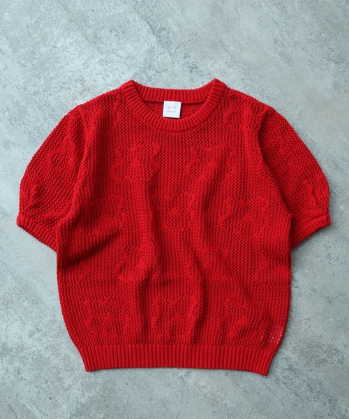 bulle de savon おはなニット コットンプルオーバー bulle de savon（ビュルデサボン）の「おはなニット プルオーバー