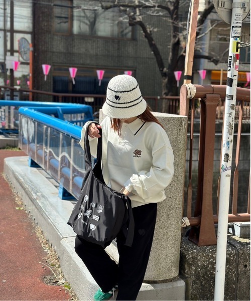 kaoyorinakami(カオヨリナカミ)の「kaonaka eco bag / カオナカエコバック(エコバッグ/サブバッグ・メンズ・ブラック/アイボリー・FREE)」の7枚目の写真