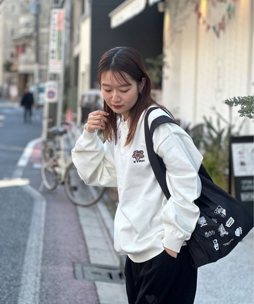 kaoyorinakami(カオヨリナカミ)の「kaonaka eco bag / カオナカエコバック(エコバッグ/サブバッグ・メンズ・ブラック/アイボリー・FREE)」の13枚目の写真