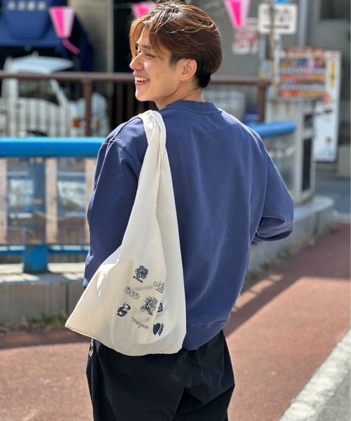 kaoyorinakami(カオヨリナカミ)の「kaonaka eco bag / カオナカエコバック(エコバッグ/サブバッグ・メンズ・ブラック/アイボリー・FREE)」の6枚目の写真