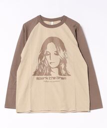 ラグラン プリント ロングスリーブTシャツ/リンガー ロンT【IR】 オーバーサイズ メンズ レディース