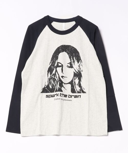 セール】ラグラン プリント ロングスリーブTシャツ/リンガー