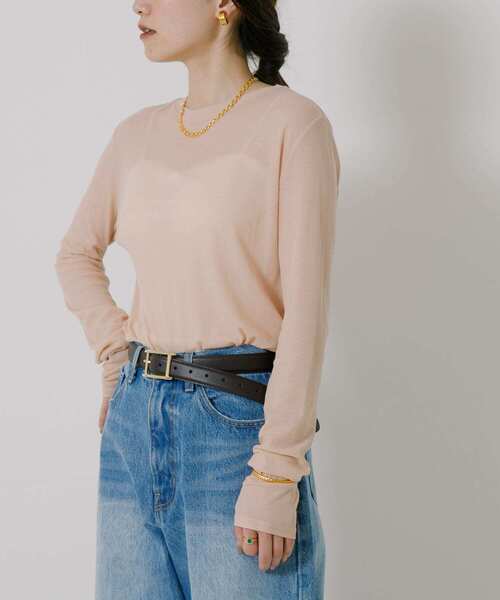 URBAN RESEARCH（アーバンリサーチ）の「強撚シアーカットソー（Tシャツ/カットソー・レディース・ピンク/イエロー/オフホワイト/チャコールグレー・FREE）」の4枚目の写真