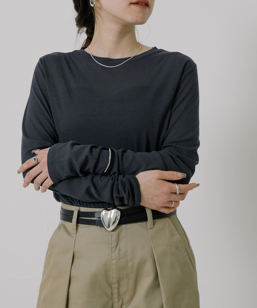 URBAN RESEARCH（アーバンリサーチ）の「強撚シアーカットソー（Tシャツ/カットソー・レディース・ピンク/イエロー/オフホワイト/チャコールグレー・FREE）」の2枚目の写真