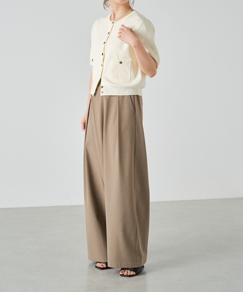 Omekashi（オメカシ）の「半袖強撚スウェットライク ポケットカーディガン（カーディガン/ボレロ・レディース・ブラック/オフホワイト/グリーン/ピンク/ベージュ/ネイビー・FREE）」の17枚目の写真