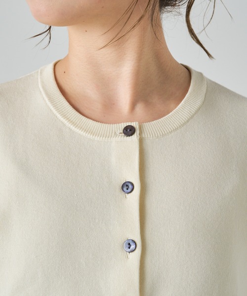 Omekashi（オメカシ）の「半袖強撚スウェットライク ポケットカーディガン（カーディガン/ボレロ・レディース・ブラック/オフホワイト/グリーン/ピンク/ベージュ/ネイビー・FREE）」の22枚目の写真