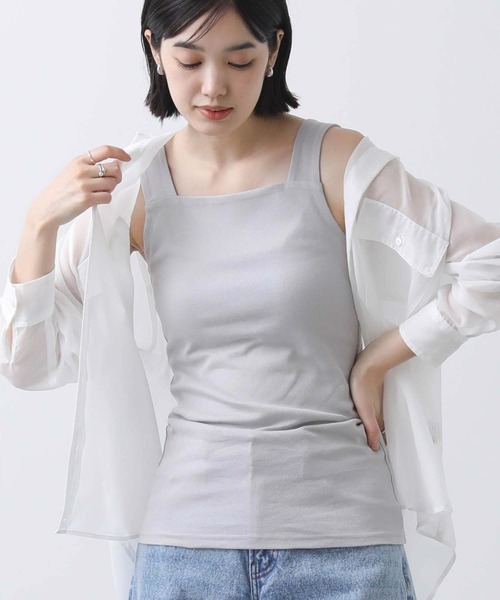 Gready Brilliant（グレディブリリアン）の「フライス２ｗａｙタンク（タンクトップ・レディース・ライトグレー/オフホワイト/チャコールグレー/ライトブルー・38）」の3枚目の写真