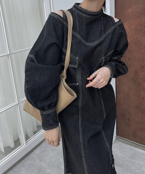 WILLFULLY（ウィルフリー）の「v neck layered like denim OP