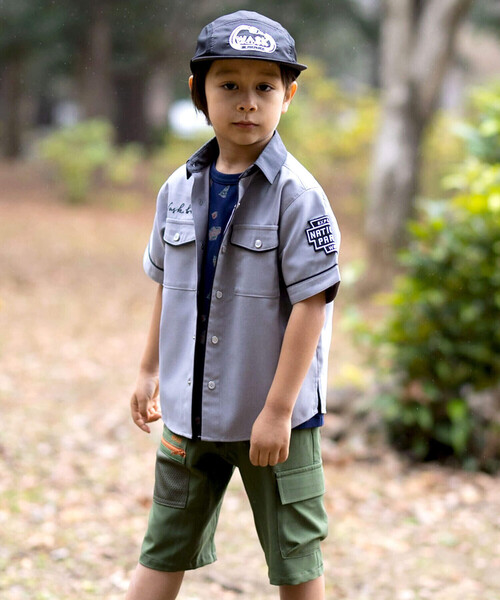 WASK（ワスク）の「【接触冷感】ファンマートロストレッチパイピングバイカラーシャツ(100~160cm)（シャツ/ブラウス・キッズ・グレー・110cm/120cm/140cm/150cm/160cm/130cm/100cm）」の13枚目の写真