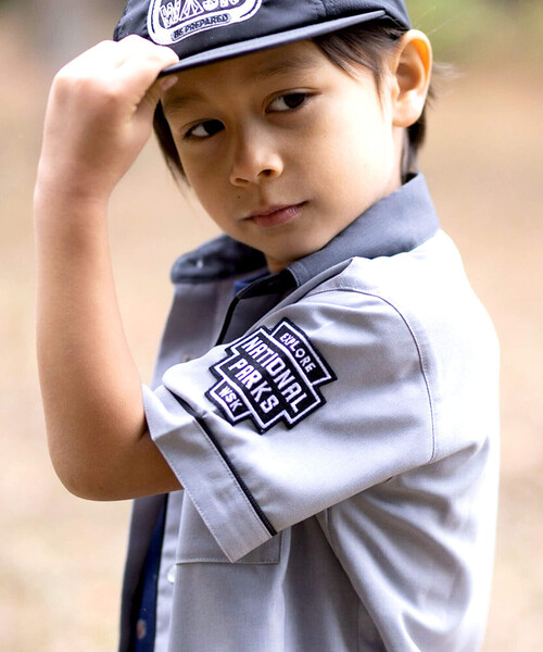 WASK（ワスク）の「【接触冷感】ファンマートロストレッチパイピングバイカラーシャツ(100~160cm)（シャツ/ブラウス・キッズ・グレー・110cm/120cm/140cm/150cm/160cm/130cm/100cm）」の14枚目の写真