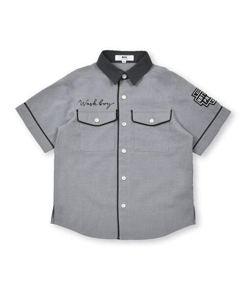 WASK（ワスク）の「【接触冷感】ファンマートロストレッチパイピングバイカラーシャツ(100~160cm)（シャツ/ブラウス・キッズ・グレー・110cm/120cm/140cm/150cm/160cm/130cm/100cm）」の2枚目の写真