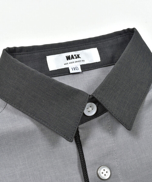 WASK（ワスク）の「【接触冷感】ファンマートロストレッチパイピングバイカラーシャツ(100~160cm)（シャツ/ブラウス・キッズ・グレー・110cm/120cm/140cm/150cm/160cm/130cm/100cm）」の4枚目の写真