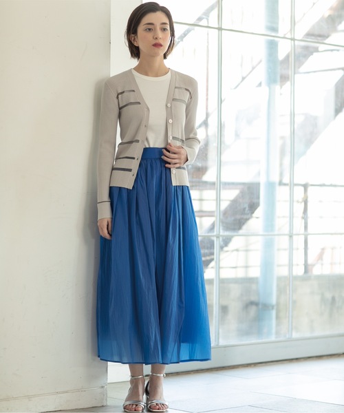 OPAQUE.CLIP（オペークドットクリップ）の「◆≪エマール検証済≫シアーボーダーVネックリブニットカーディガン【洗濯機洗い可】（カーディガン/ボレロ・レディース・ブラック/ブルー/オフホワイト/ライトグレー・42/40/38）」の15枚目の写真