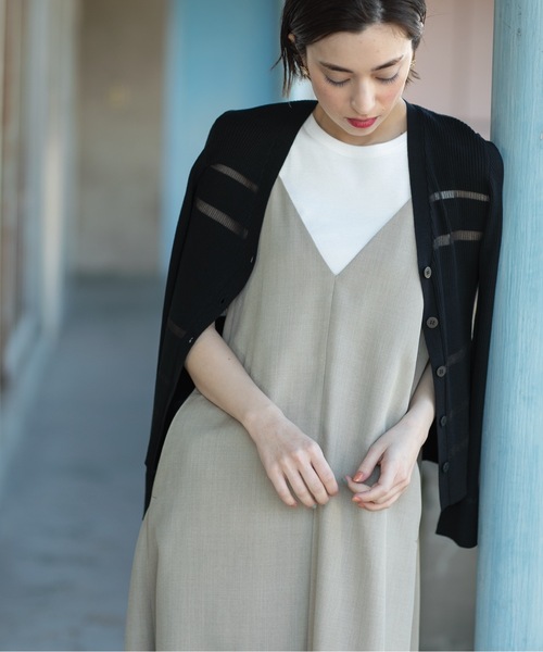 OPAQUE.CLIP（オペークドットクリップ）の「◆≪エマール検証済≫シアーボーダーVネックリブニットカーディガン【洗濯機洗い可】（カーディガン/ボレロ・レディース・ブラック/ブルー/オフホワイト/ライトグレー・42/40/38）」の20枚目の写真