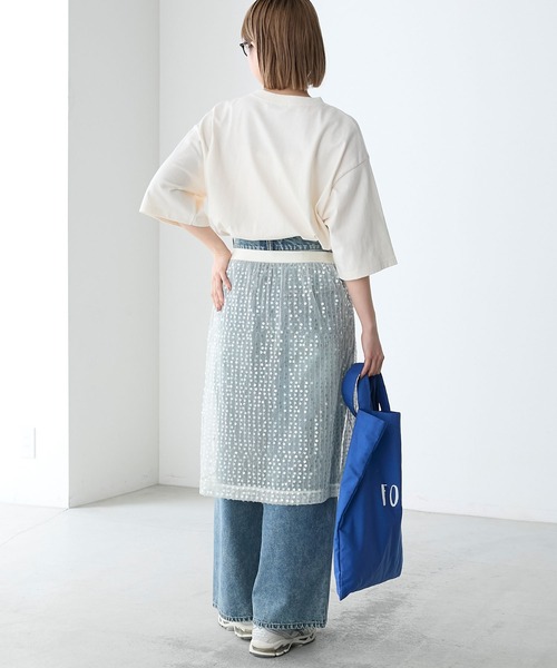 HERMES リボンプリント　Tシャツ　グレージュリボン　XLサイズ Libra Cue（リブラ キュー）の「インド綿100%、ドビードット