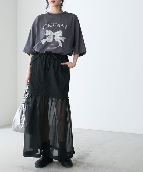 forksy.(フォルクシー)の「【forksy.】オーバーサイズリボン箔プリントデザインTシャツ(Tシャツ/カットソー・レディース・アイボリー/ライム/スミクロ・FREE)」の20枚目の写真