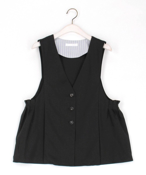 NICOLE white（ニコルホワイト）の「サイドタックジレ（ベスト・レディース・モカ/グレー/ブラック・FREE）」の9枚目の写真