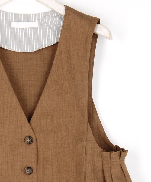 NICOLE white（ニコルホワイト）の「サイドタックジレ（ベスト・レディース・モカ/グレー/ブラック・FREE）」の6枚目の写真