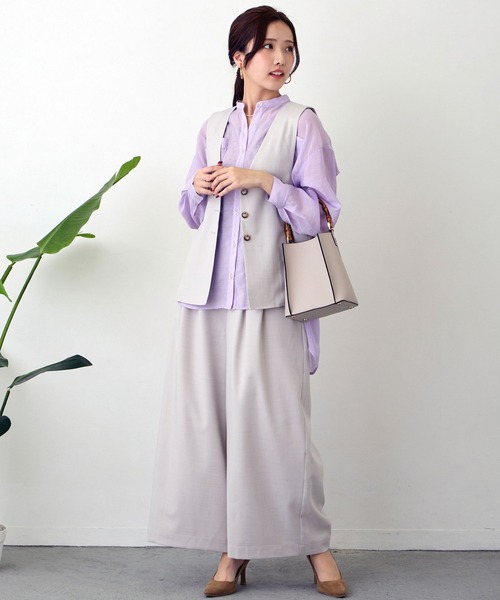 NICOLE white（ニコルホワイト）の「サイドタックジレ（ベスト・レディース・モカ/グレー/ブラック・FREE）」の16枚目の写真