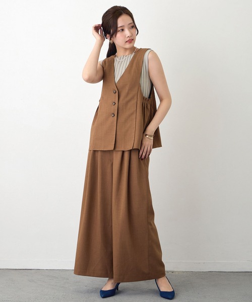 NICOLE white（ニコルホワイト）の「サイドタックジレ（ベスト・レディース・モカ/グレー/ブラック・FREE）」の15枚目の写真