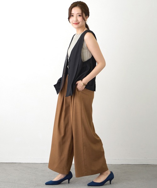 NICOLE white（ニコルホワイト）の「サイドタックジレ（ベスト・レディース・モカ/グレー/ブラック・FREE）」の12枚目の写真