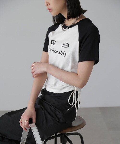 FREE'S MART(フリーズマート)の「◆ドロストラグランTシャツ(Tシャツ/カットソー・レディース・ホワイト/レッド・FREE)」の8枚目の写真