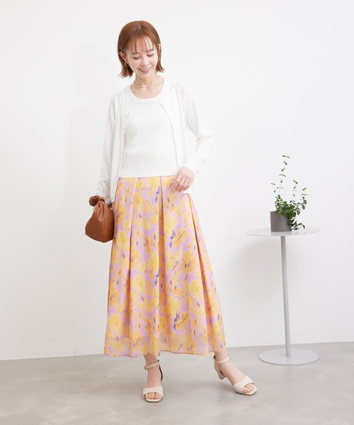 ROPE' PICNIC（ロペピクニック）の「ブラーフラワー柄スカート（スカート・レディース・ターコイズブルー/ラベンダー・38/36）」の15枚目の写真