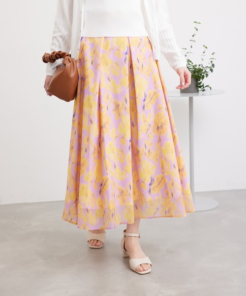 ROPE' PICNIC（ロペピクニック）の「ブラーフラワー柄スカート（スカート・レディース・ターコイズブルー/ラベンダー・38/36）」の13枚目の写真