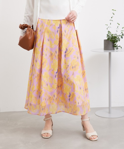 ROPE' PICNIC（ロペピクニック）の「ブラーフラワー柄スカート（スカート・レディース・ターコイズブルー/ラベンダー・38/36）」の12枚目の写真