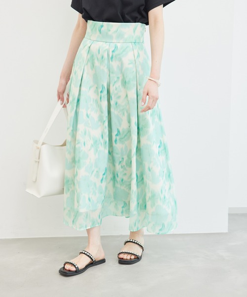 ROPE' PICNIC（ロペピクニック）の「ブラーフラワー柄スカート（スカート・レディース・ターコイズブルー/ラベンダー・38/36）」の7枚目の写真