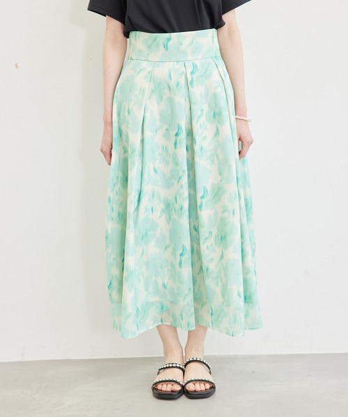 ROPE' PICNIC（ロペピクニック）の「ブラーフラワー柄スカート（スカート・レディース・ターコイズブルー/ラベンダー・38/36）」の5枚目の写真