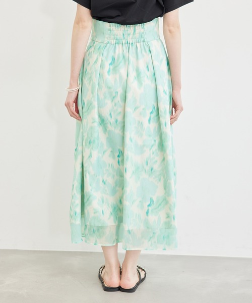 ROPE' PICNIC（ロペピクニック）の「ブラーフラワー柄スカート（スカート・レディース・ターコイズブルー/ラベンダー・38/36）」の3枚目の写真