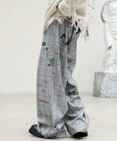 neos（ネオス）の「【FVLMEN】illustration paint check relax Pants/イラストレーション ペイント チェック リラックス パンツ（その他パンツ・メンズ・グレー/ベージュ・X-LARGE/LARGE/MEDIUM）」の10枚目の写真