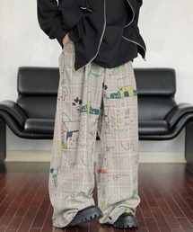 EFFECTION（エフェクション）の「【FVLMEN】illustration paint check relax Pants/イラストレーション ペイント チェック リラックス パンツ（その他パンツ）」