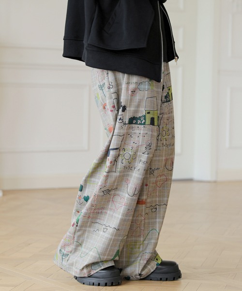 neos（ネオス）の「【FVLMEN】illustration paint check relax Pants/イラストレーション ペイント チェック リラックス パンツ（その他パンツ・メンズ・グレー/ベージュ・X-LARGE/LARGE/MEDIUM）」の17枚目の写真