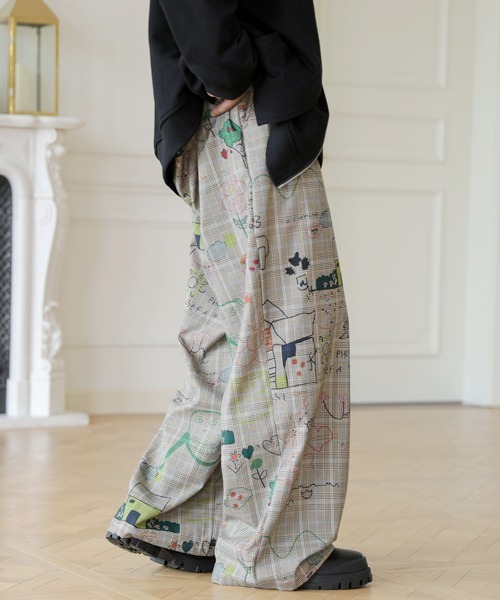 neos（ネオス）の「【FVLMEN】illustration paint check relax Pants/イラストレーション ペイント チェック リラックス パンツ（その他パンツ・メンズ・グレー/ベージュ・X-LARGE/LARGE/MEDIUM）」の19枚目の写真