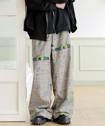 EFFECTION（エフェクション）の「【FVLMEN】illustration paint check relax Pants/イラストレーション ペイント チェック リラックス パンツ（その他パンツ）」